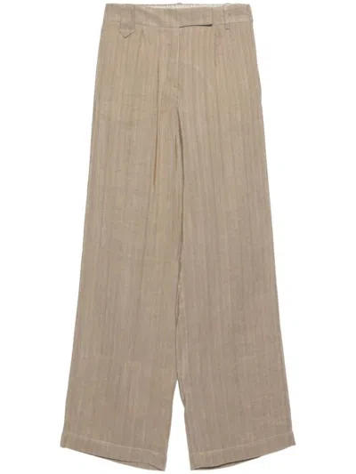 Alysi Herringbone Straight Trousers In Neutrals