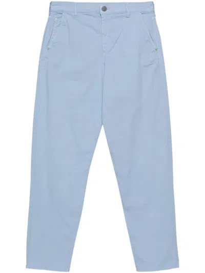 Emporio Armani Cotton Blend Trousers In Clear Blue
