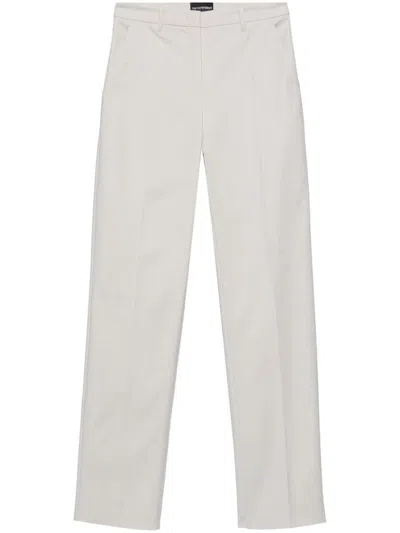 Emporio Armani Cotton Blend Trousers In Grey