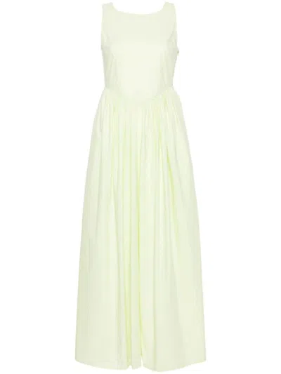 Emporio Armani Sleeveless Cotton Midi Dress In Green