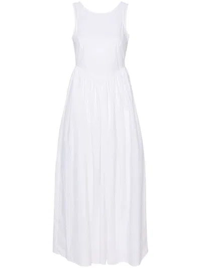 Emporio Armani Sleeveless Cotton Midi Dress In White