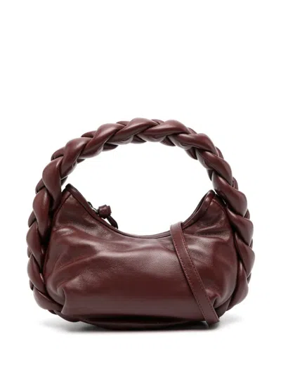 Hereu Espiga Mini Braided Handle Leather Handbag In Red