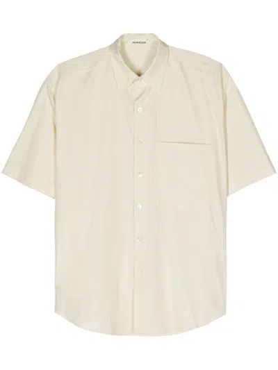 Auralee Short-sleeve Cotton Shirt In Yellow