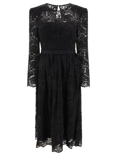 Self-portrait Cord Lace Midi Dress In Black
