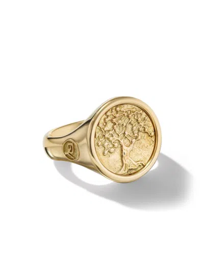 David Yurman Men's Life And Death Duality Signet Ring In 18k Yellow Gold, 20mm