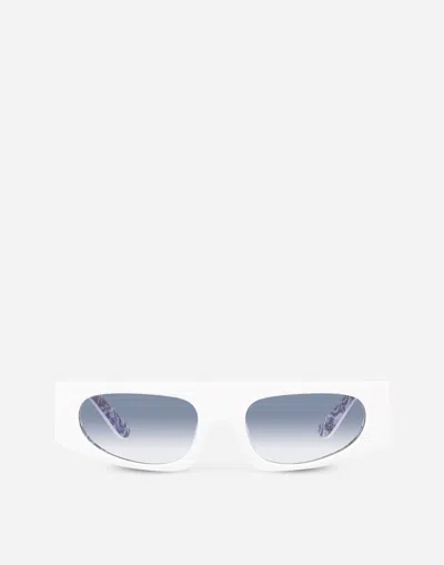 Dolce & Gabbana Blu Mediterraneo Sunglasses In White & Maiolica Print