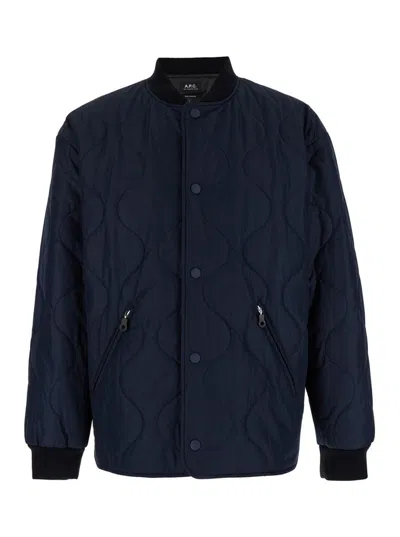 Apc Florent Quilted Bomber Jacket In Blue