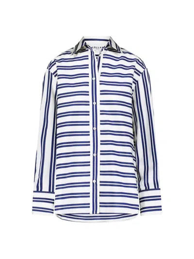Callas Milano Lyn Striped Button-front Shirt In Navy White Stripes