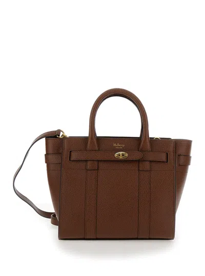 Mulberry Mini Zipped Bayswater Two Tone Scg In Brown