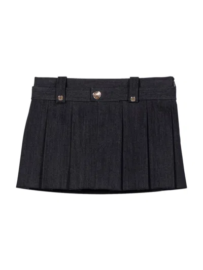 Maje Women's Black Denim-effect Mini Skirt In Noir / Gris