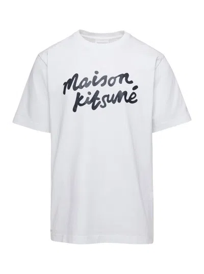 Maison Kitsuné White Crew Neck T-shirt In Cotton Man