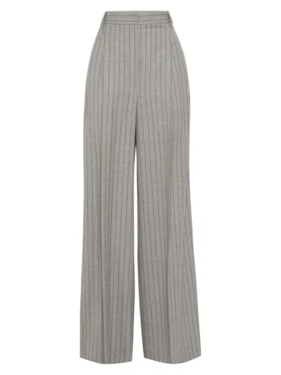 Brunello Cucinelli Wide-leg Wool Trousers In Grey