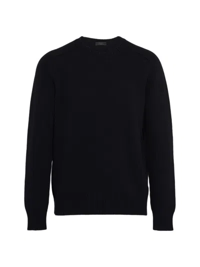 Prada Wool And Cashmere Crew-neck Sweater In Navy Blue