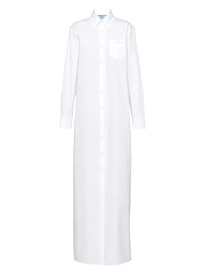 Prada Poplin Chemisier Dress In White