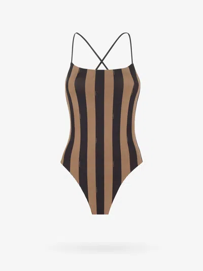 Fendi Woman Swimsuit Woman Brown Swimwear