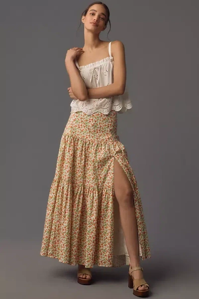 Wayf Floral Tiered Maxi Skirt In Multicolor
