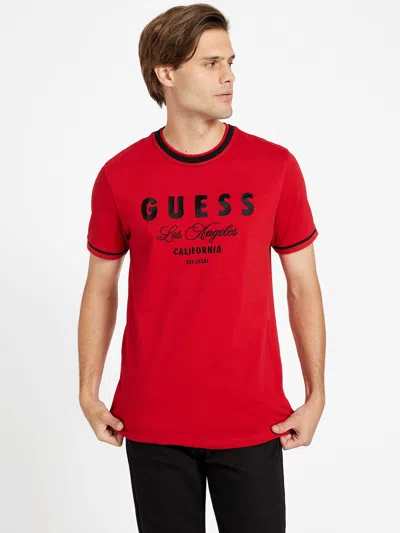 Guess Factory Nathaniel Embroidered Logo Tee In Red