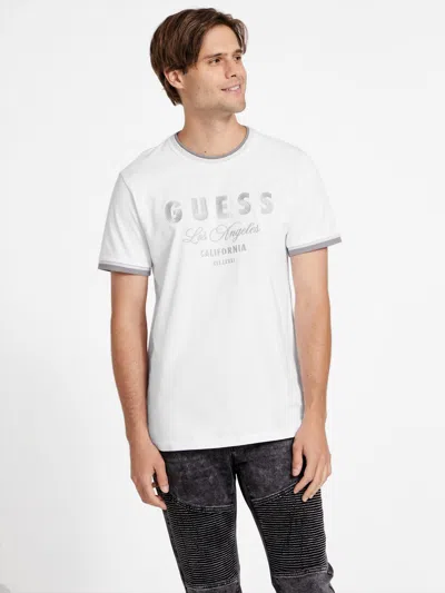 Guess Factory Nathaniel Embroidered Logo Tee In White