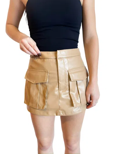 Idem Ditto Women's Cargo Leather Mini Skort In Tan In Multi