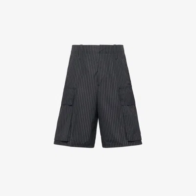 Alexander Mcqueen Pinstripe Cargo Shorts In Black