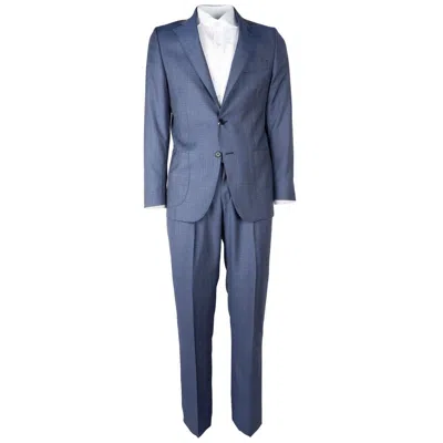 Made In Italy Blue Wool Vergine Suit