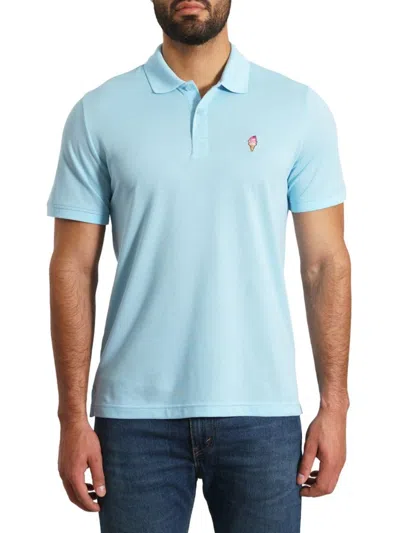 Jared Lang Men's Star Knit Pima Cotton Piqué Polo Shirt In Light Blue