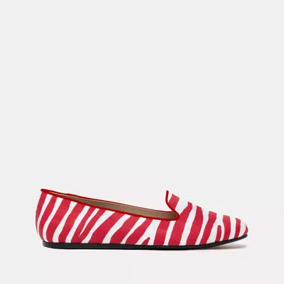 Charles Philip Zebra Print Silk Loafers With Tassels In White