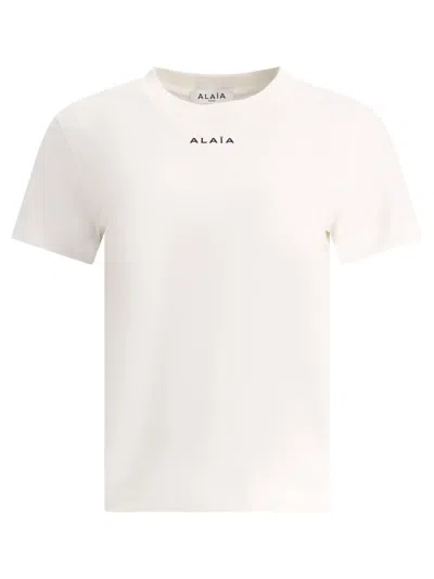 Alaïa T-shirt With Embroidered Logo In White