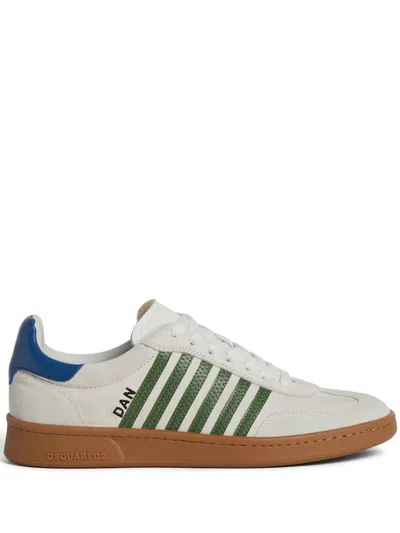 Dsquared2 Boxer Suede Sneakers In Bianco+verde+azzurro