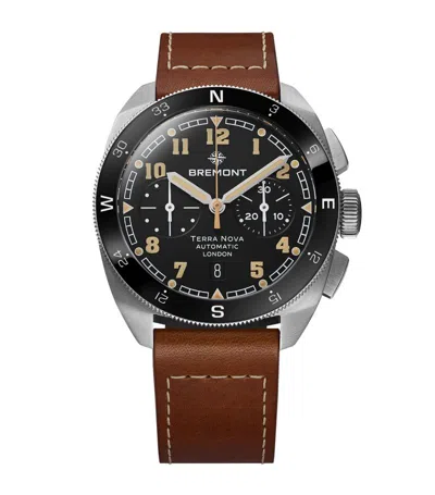 Bremont Sterling Silver And Leather Terra Nova Watch 42.5mm In Black