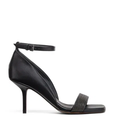 Brunello Cucinelli Monili-trim Leather Sandals In Black