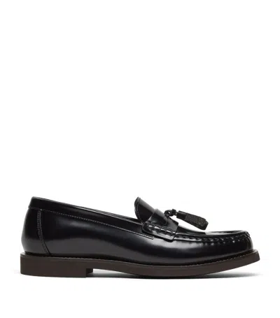 Brunello Cucinelli Monili-tassel Polished Leather Loafers In Black