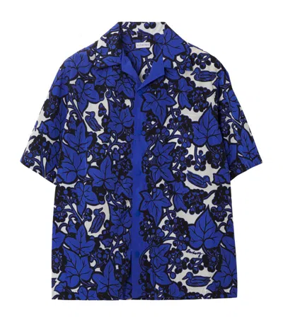 Burberry Ivy Leaf-print Cotton Shirt In Blue