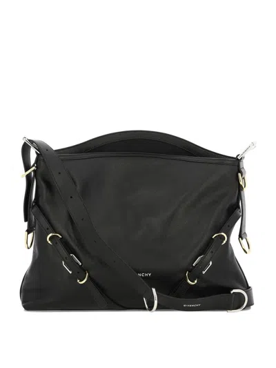 Givenchy Voyou Logo Detailed Medium Shoulder Bag In Black