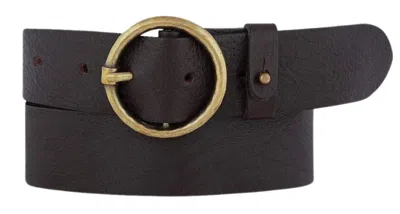 Amsterdam Heritage Pip 2.0 Round Buckle Leather Belt In Chocolate Brown In Black