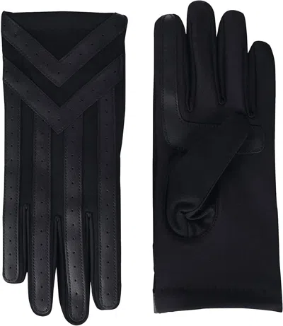 Isotoner Men's Heritage Woven Stretch Glove With Appliques In Black