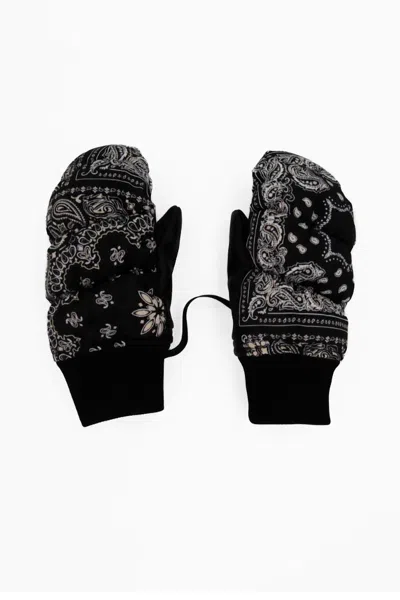 P.e Nation Womens Snow Bandana Print Black Paisley-print Mitten-shaped Recycled-polyester Gloves In Multi