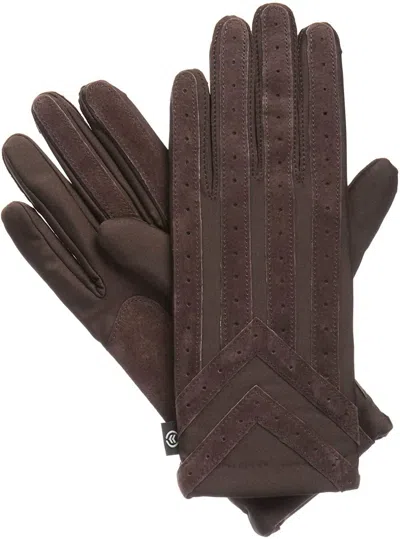 Isotoner Signature Men's Gloves, Spandex Stretch With Warm Knit Lining In Brown In Multi