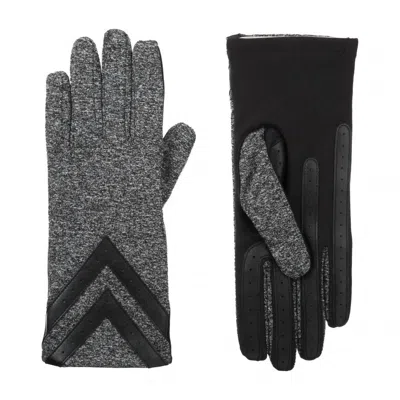 Isotoner Women's Chevron Spandex Gloves In Black Heather