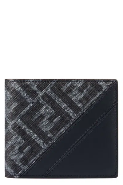 Fendi Diagonal Bi-fold Wallet In Blue