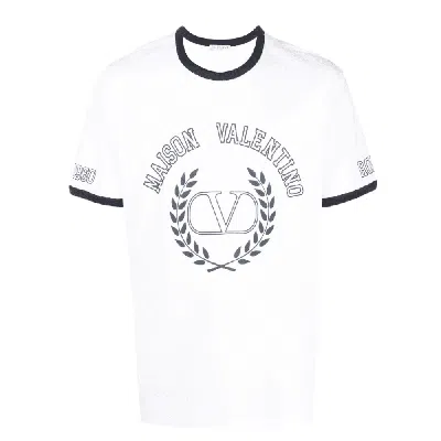Valentino White Cotton Logo Short Sleeve Crew Neck T-shirt