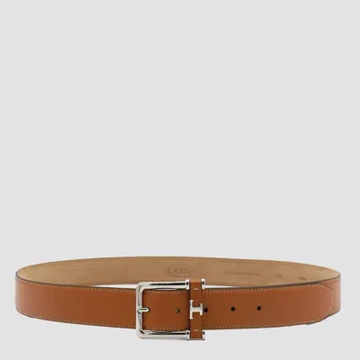 Tod's Brown Leather Belt In Kenia Scuro