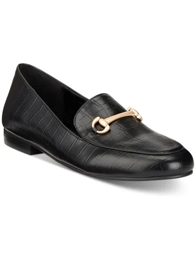 Vaila Reese Womens Faux Leather Slip On Loafers In Black