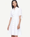 ANN TAYLOR ANN TAYLOR PETITE POPLIN TIE SLEEVE SHIRT DRESS,440370