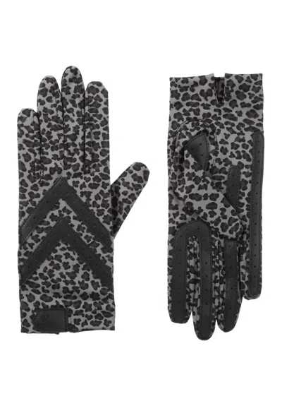 Isotoner Women's Smartdri Chevron Shortie Touchscreen Gloves In Grey Leopard