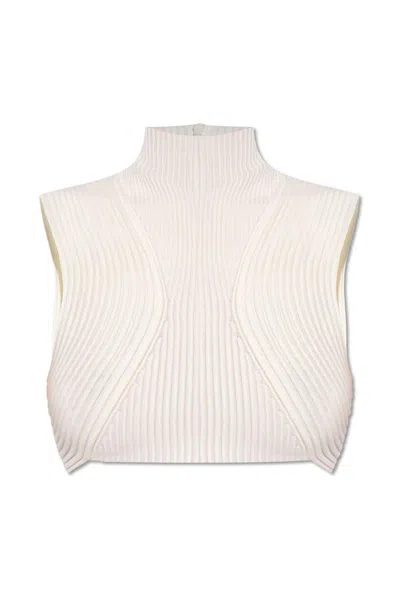 Chloé Ribbed-knit Cropped Top In Neutrals