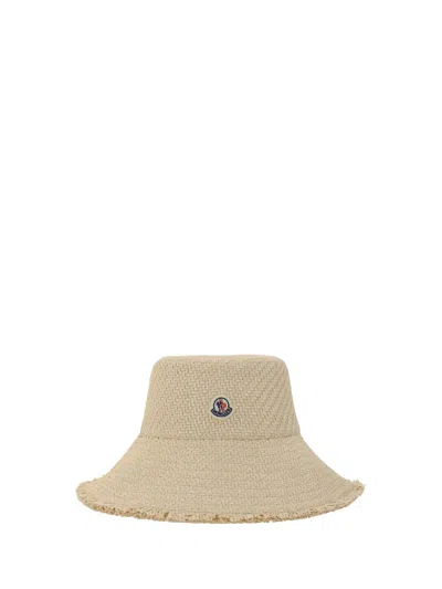 Moncler Raffia Bucket Hat In Neutral