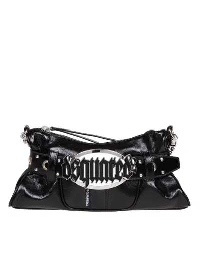 Dsquared2 Gothic Leather Clutch With Logo In Black