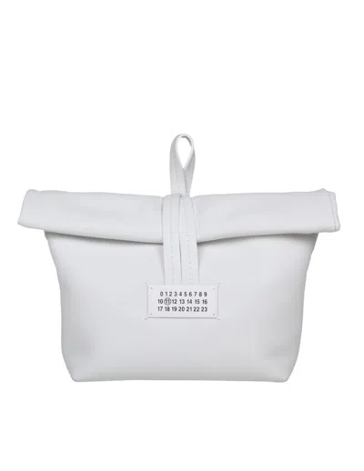 Maison Margiela Fold-over Flap Leather Clutch Bag In White