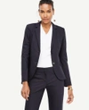 Ann Taylor Petite Tropical Wool One Button Perfect Blazer In Dark Navy